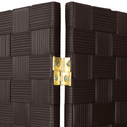 Red Lantern 6 ft. Tall Woven Fiber Outdoor All Weather Room Divider - 3 Panel - Dark Brown