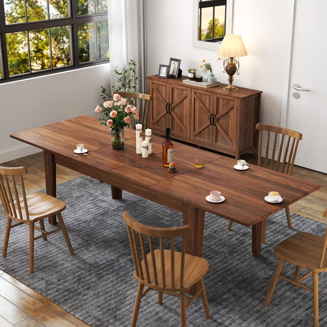 106" Expandable Dining Table for Small Spaces, Space-Saving Extendable Kitchen Table with Scratch-Resistant Surface, Multi-Functional Walnut Finish for Family Meals & Home Office Use