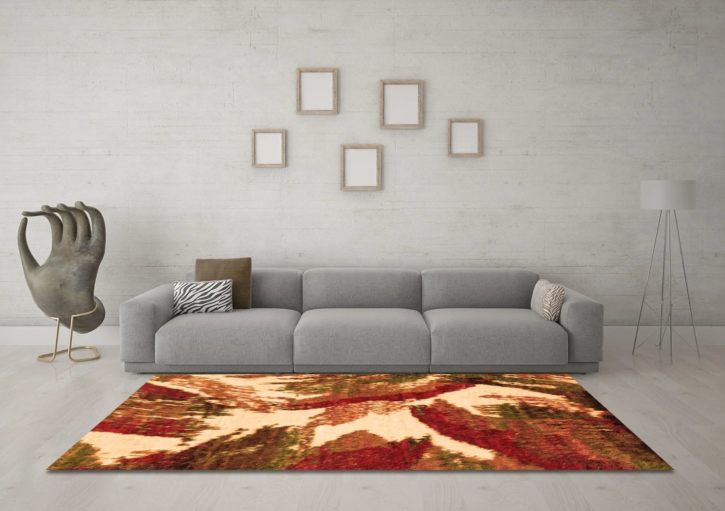 Ahgly Company Indoor Rectangle Abstract Orange Modern Area Rugs, 5' x 7'