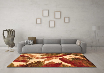 Ahgly Company Indoor Rectangle Abstract Orange Modern Area Rugs, 5' x 7'
