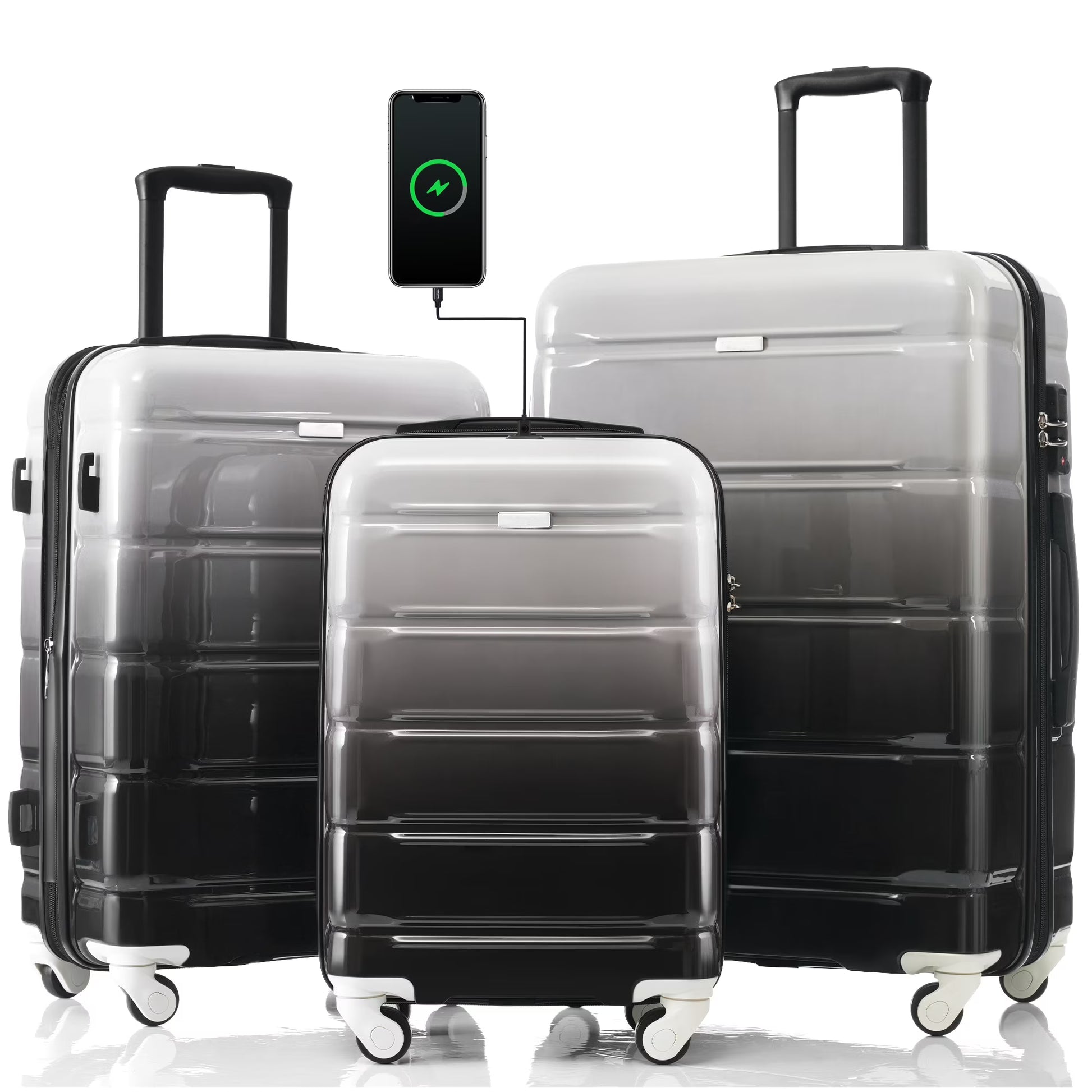 DUOSONG Luggage Sets 4 Piece, Abs Durable Suitcase With Travel Bag, Abs Hard Shell Luggage With Spinner Wheels, Ivory And Golden Ivory+Gold ABS Travel Luggage Hard Case