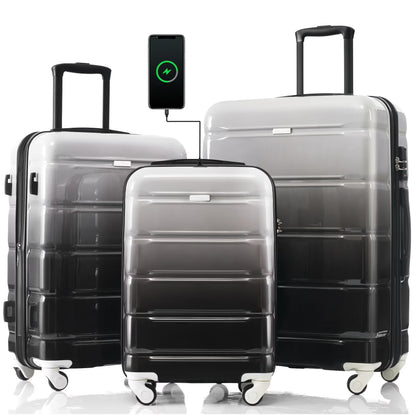 DUOSONG Luggage Sets 4 Piece, Abs Durable Suitcase With Travel Bag, Abs Hard Shell Luggage With Spinner Wheels, Ivory And Golden Ivory+Gold ABS Travel Luggage Hard Case