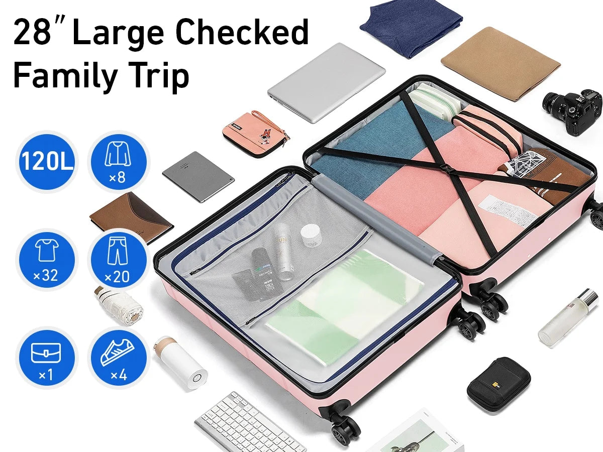 3 Piece Hardside Carry On Luggage Sets TSA Lock Spinner Wheels 22"26"30" Suitcase with Cup Holder