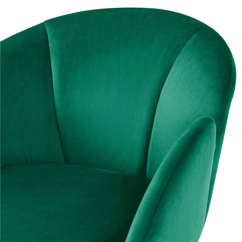 Yaheetech Flower Shape Velvet Armchair Dining Chair with Golden Metal Legs for Living Room, Green