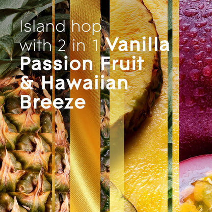 Glade 2in1 Jar Candle 2 ct, Hawaiian Breeze & Vanilla Passion Fruit, 6.8 oz. Total, Air Freshener, Wax Infused with Essential Oils