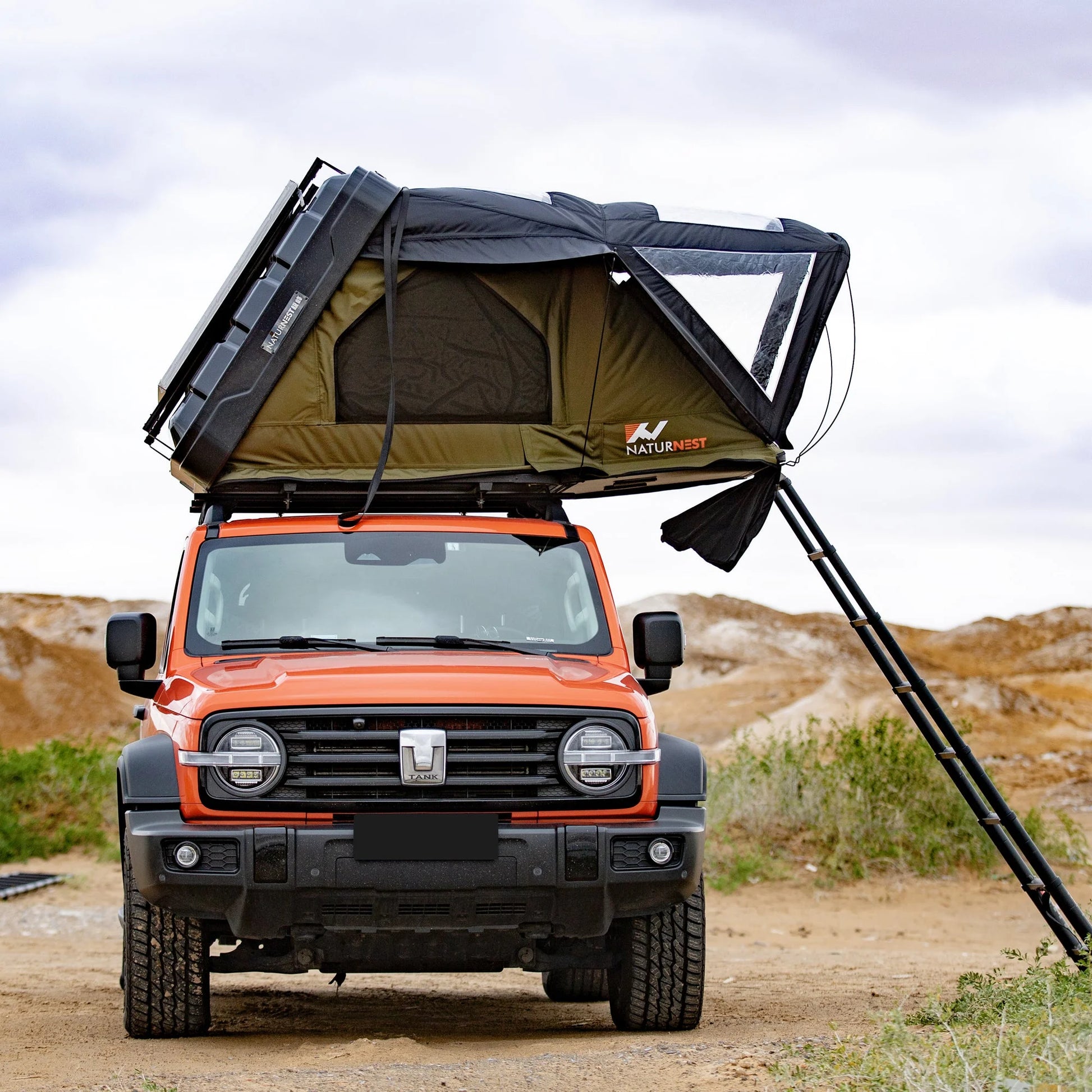 Naturnest Rooftop Tent HardShell with Luggage Rack,Camping Tent for Van Suv Truck Car Vehicle Outdoor, 2-3 Person
