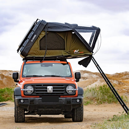 Naturnest Rooftop Tent HardShell with Luggage Rack,Camping Tent for Van Suv Truck Car Vehicle Outdoor, 2-3 Person