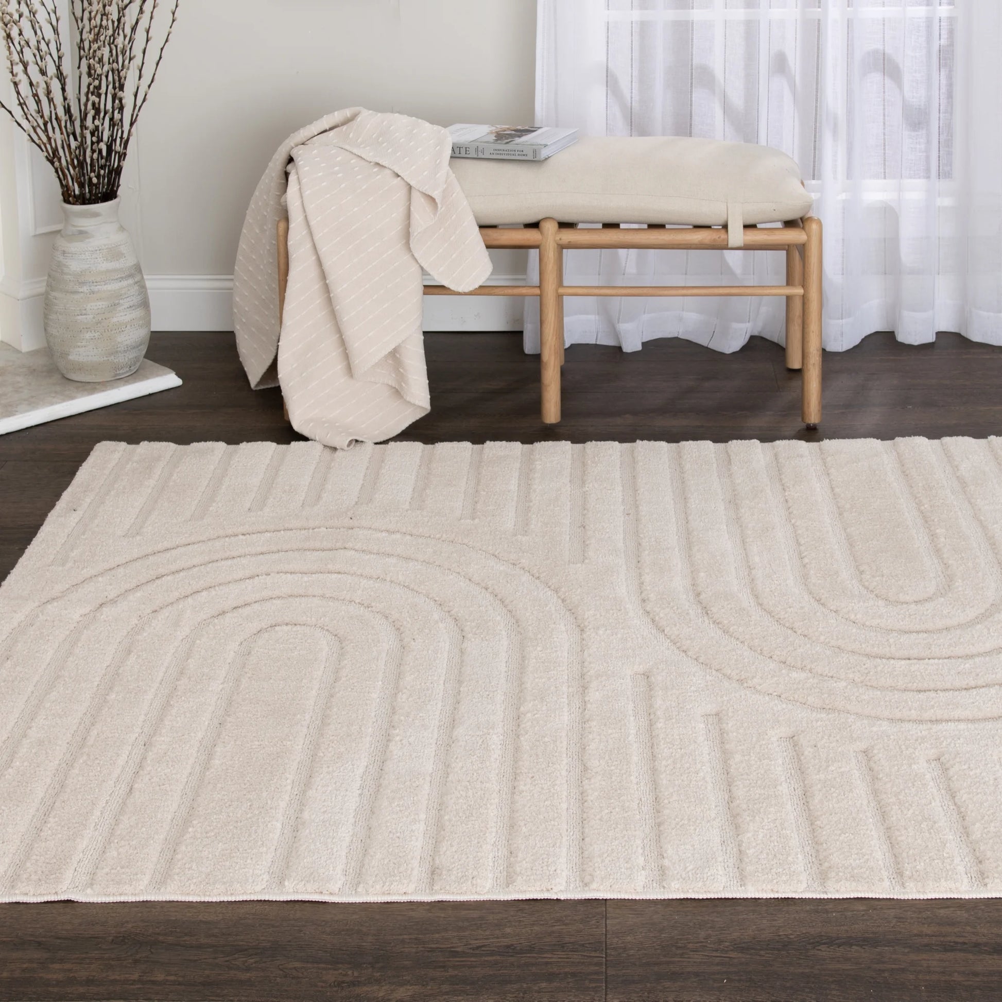 Better Homes & Gardens Arches Hi Low Indoor Area Rug, Ivory, 5'x6'7"