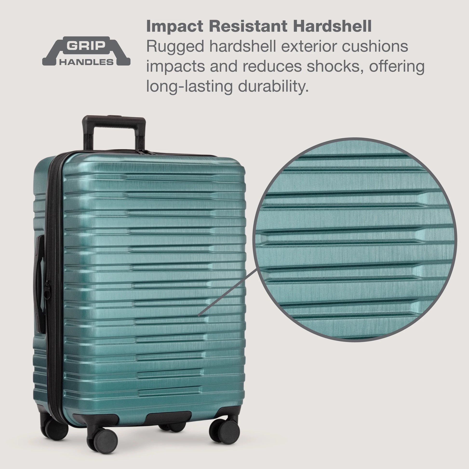 U.S. Traveler Boren Hardside Rugged Spinner Luggage, Teal, 26" Checked Medium