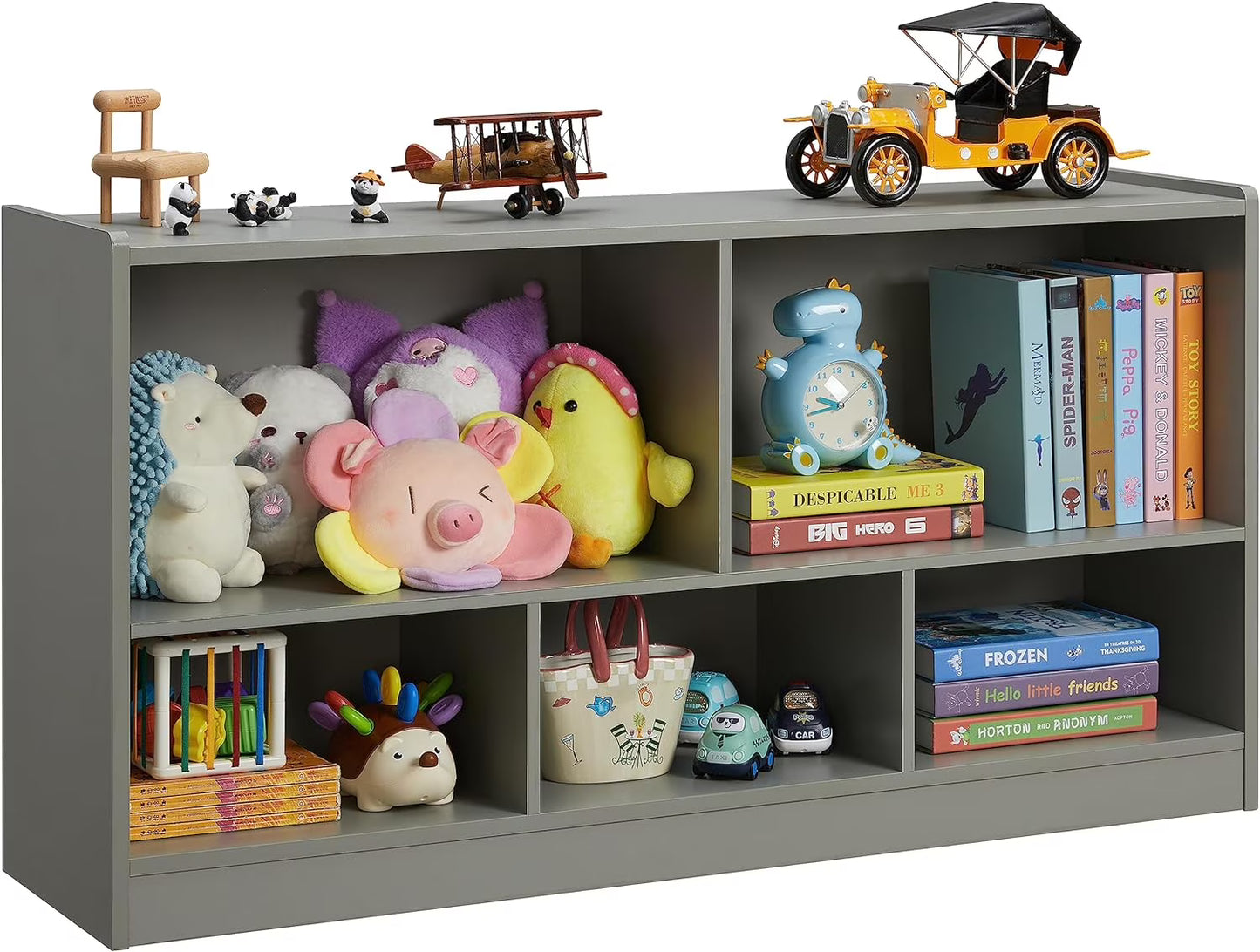 Toy Organizers and Storage, 5-Section Kids Bookshelf for Organizing Books Toys, School Classroom Wooden Storage Cabinet for Children's Room, Playroom, Nursery