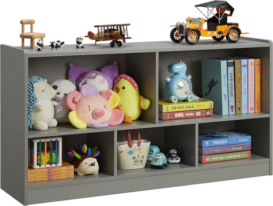 Toy Organizers and Storage, 5-Section Kids Bookshelf for Organizing Books Toys, School Classroom Wooden Storage Cabinet for Children's Room, Playroom, Nursery
