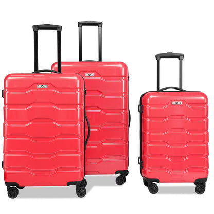 3-Piece Hardside Luggage Sets, Lightweight Spinner Suitcase with Wheels TSA Lock, Airline Approved Carry-On Suitcase and Luggage Set(20°+24°+28°), Durable ABS Material, Rose Gold