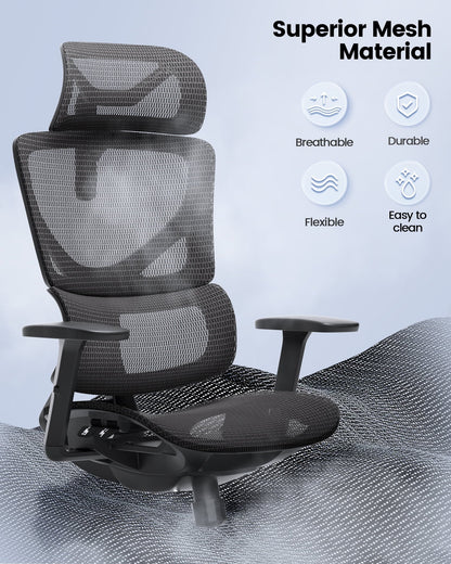 Ergonomic Mesh Home Office Chair, High Back with Lumbar Support-Seat Depth Adjustable Computer Task Chair with Wire Control, 350lb weight capacity