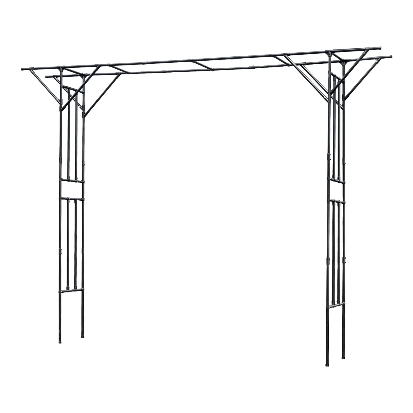 Black Garden Trellis Supersize Flattop Garden Arch for Wedding,141.7" L x 106" H Garden Arch Arbor Trellis for Climbing Plants Outdoor,Galvanized Steel Pipe Coated with Plastic