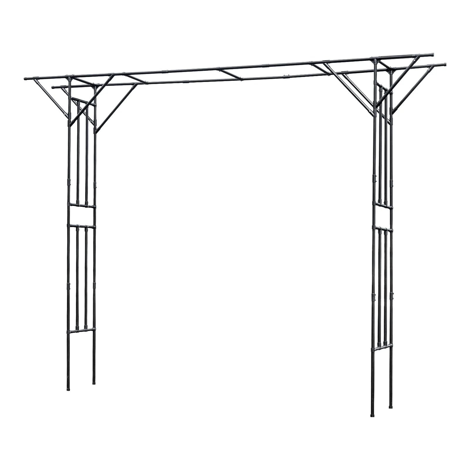 Black Garden Trellis Supersize Flattop Garden Arch for Wedding,141.7" L x 106" H Garden Arch Arbor Trellis for Climbing Plants Outdoor,Galvanized Steel Pipe Coated with Plastic