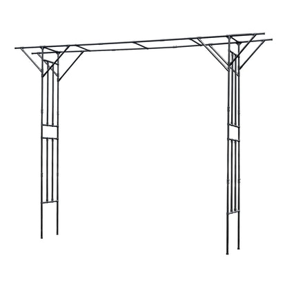 Black Garden Trellis Supersize Flattop Garden Arch for Wedding,141.7" L x 106" H Garden Arch Arbor Trellis for Climbing Plants Outdoor,Galvanized Steel Pipe Coated with Plastic