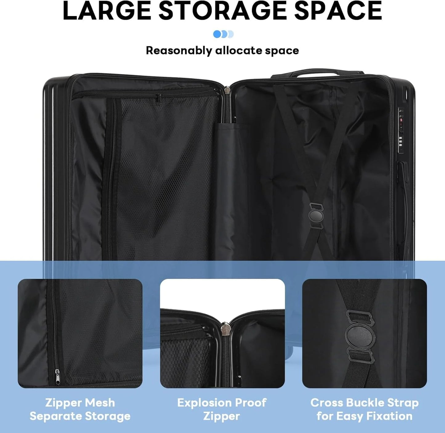 20 Inch Carry on Luggage Carry-on with Cup Holder & USB Port, Hardside Smart Luggage with Airline Approved TSA Lock, Lightweight carryon luggage 22 x 14 x 9 airline approved 360° Spinner Double Wheels