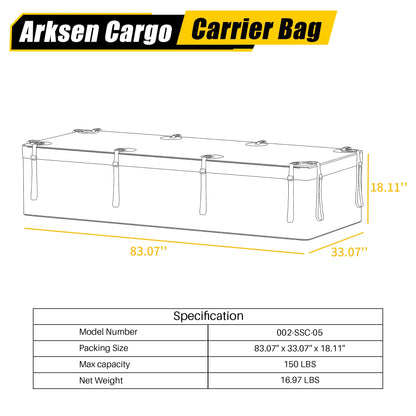 Arksen 29 Cubic Feet Waterproof Roof Top Luggage Storage Bag Heavy Duty Car Carrier Rooftop Bag W/12 Reinforced Straps, External Anti-slip Mat, 8 Door Hooks, For All Vechicles With/Without Rack