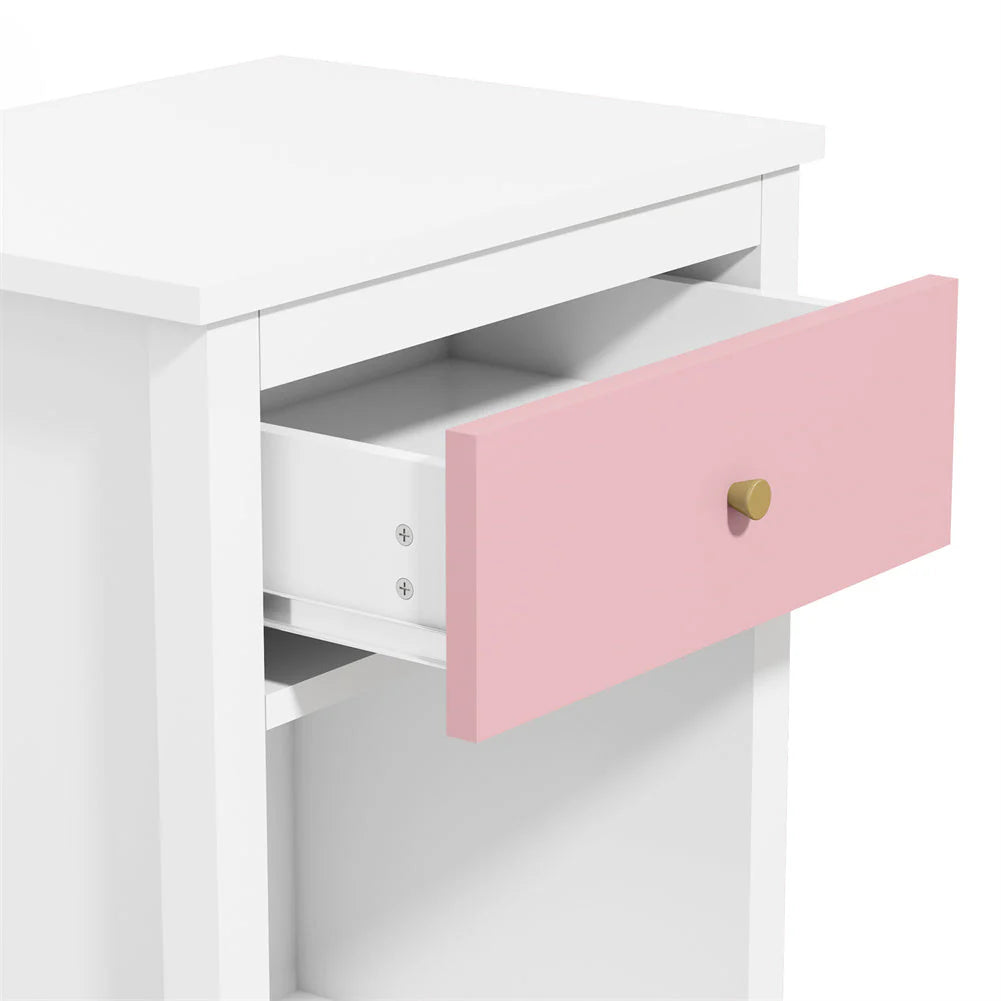 Cfowner Farmhouse Square Nightstand with Storage Drawer, Bedside End Table for Bedroom Nursery Living Room