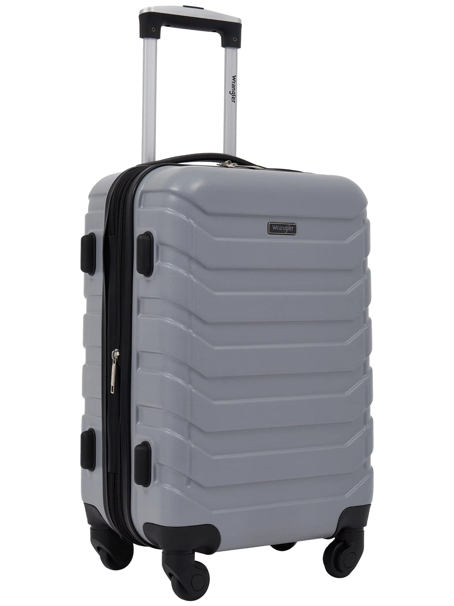 Wrangler 4 Piece Rolling Hardside Luggage Set, Sharkskin