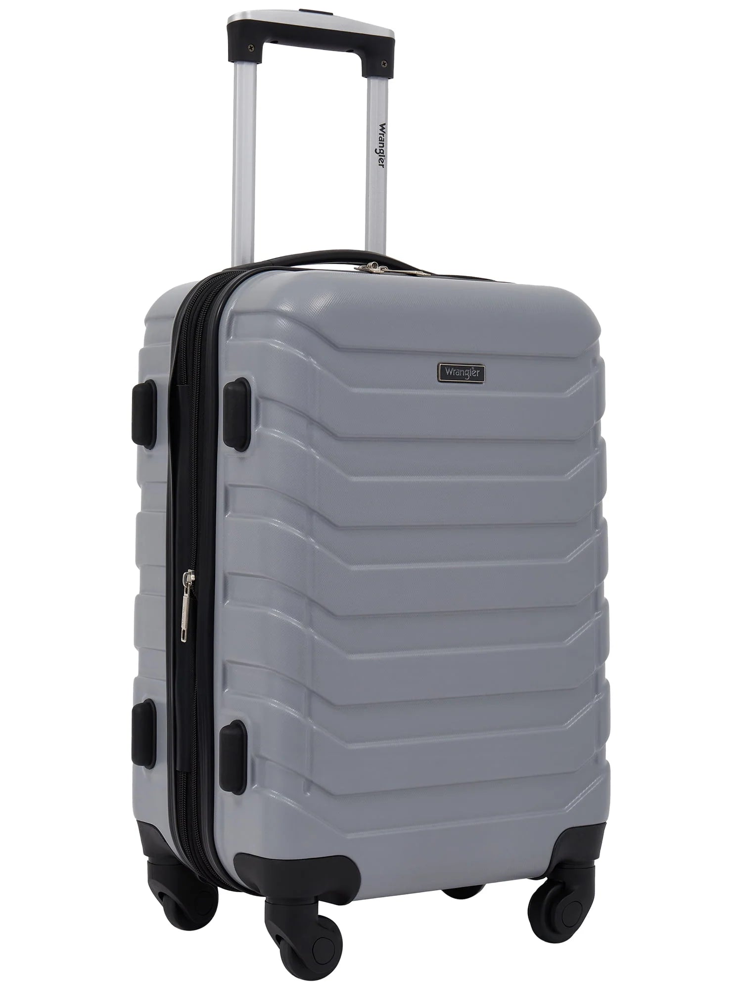 Wrangler 4 Piece Rolling Hardside Luggage Set, Sharkskin