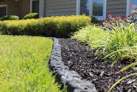Rubberific Landscape Edging, 4' Gray Cobblestone Rubber Flower Garden Edging Border (4 Pack)