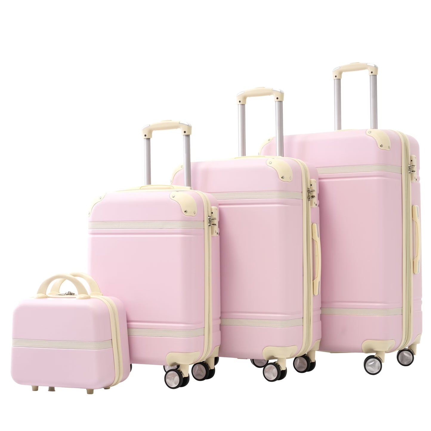 EUROCO 4-Piece Luggage Sets,Hardside Expandable Carry On Suitcase with TSA Lock,Cosmetic Case and Double Spinner Wheels,Lightweight Travel Luggage(20"/24"/28"),White
