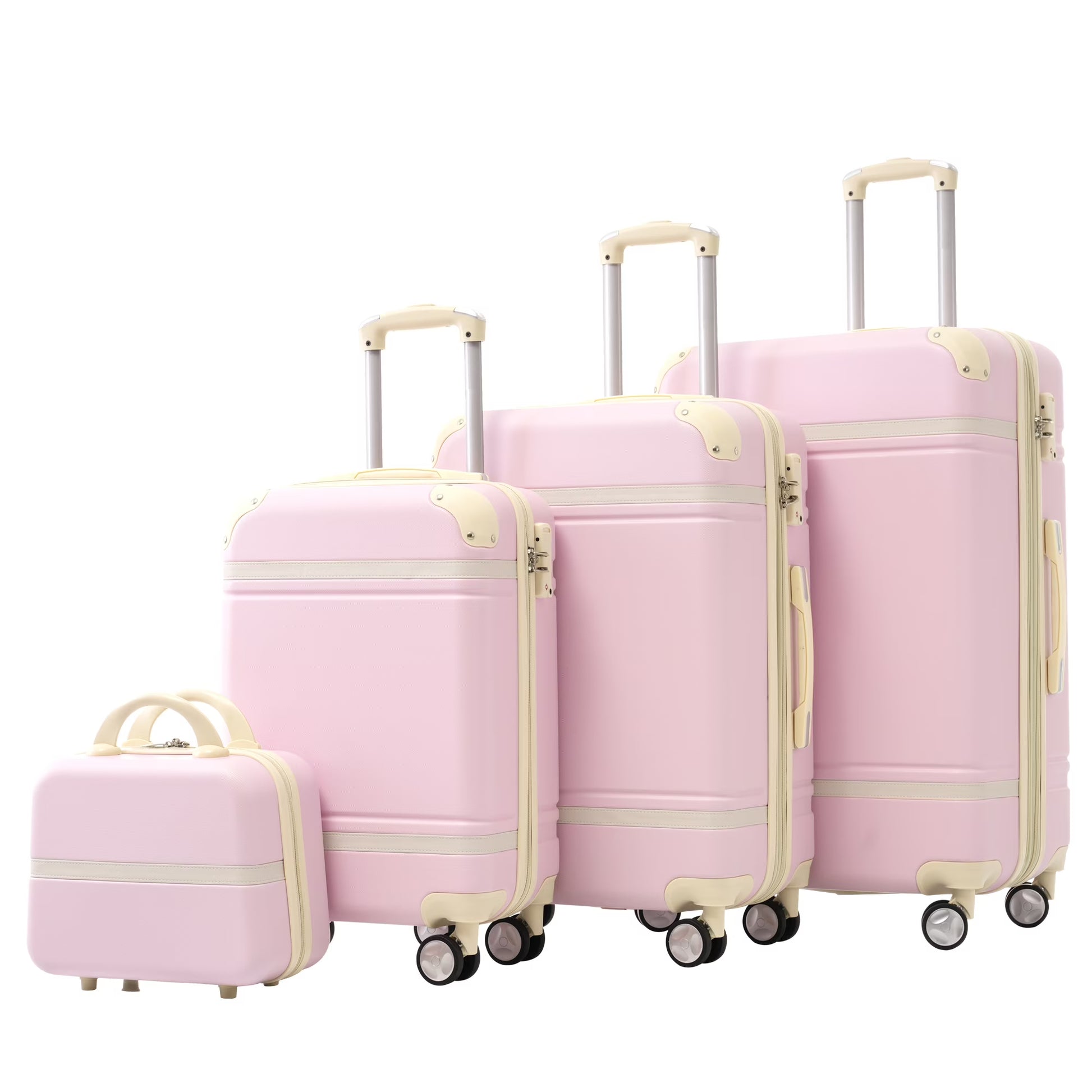 EUROCO 4-Piece Luggage Sets,Hardside Expandable Carry On Suitcase with TSA Lock,Cosmetic Case and Double Spinner Wheels,Lightweight Travel Luggage(20"/24"/28"),White