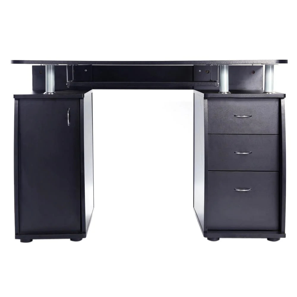 Ktaxon Brown Computer PC Desk Home Office Study Writing Table 3 Drawers Bookcase