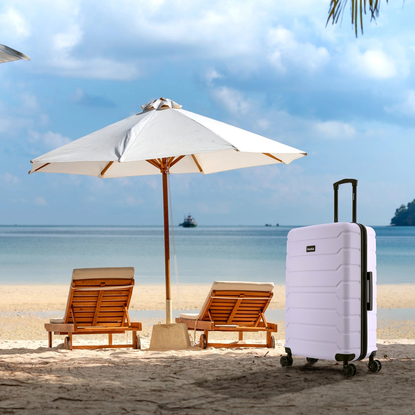 InUSA Trend 3-Piece Hardside Luggage Sets with Spinner Wheels, Handle, Trolley, (20"/24"/28"), Sand