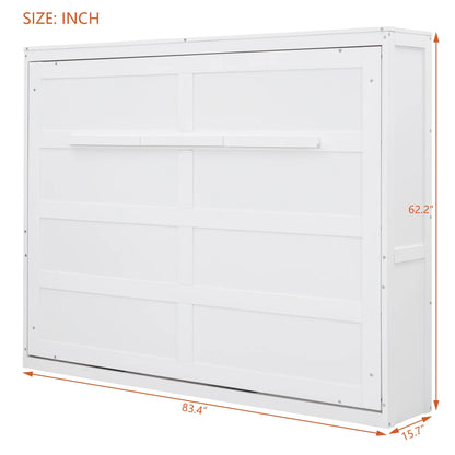 Harper & Bright Designs Full Size Murphy Bed Space-Saving Foldable Wooden Wall Bed with a Shelf for Guest Room Home Office, Gray