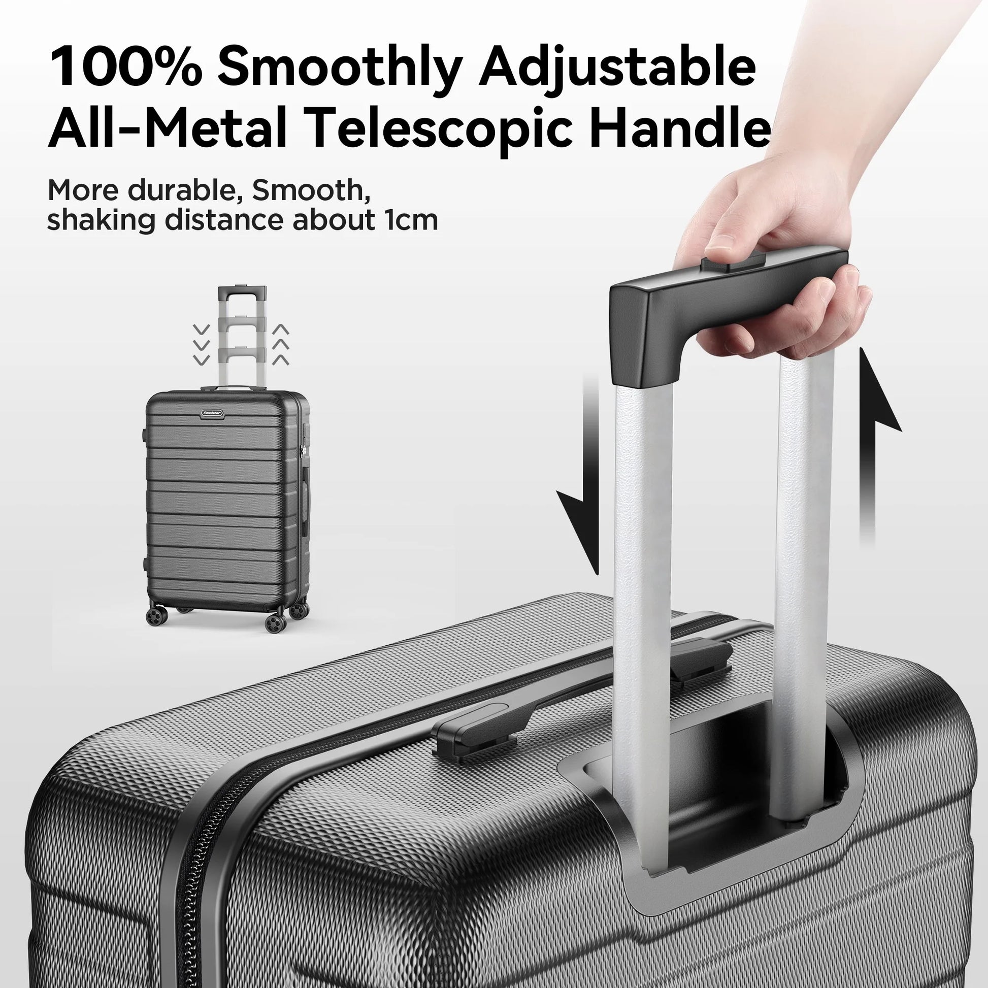 Famistar 11 Piece Hardside Luggage Suitcase Set with 360° Double Spinner Wheels TSA Style Lock, 14° Travel Case, 20" Carry-On Luggage, 24" Checked Luggage and 28" Checked Luggage, Black