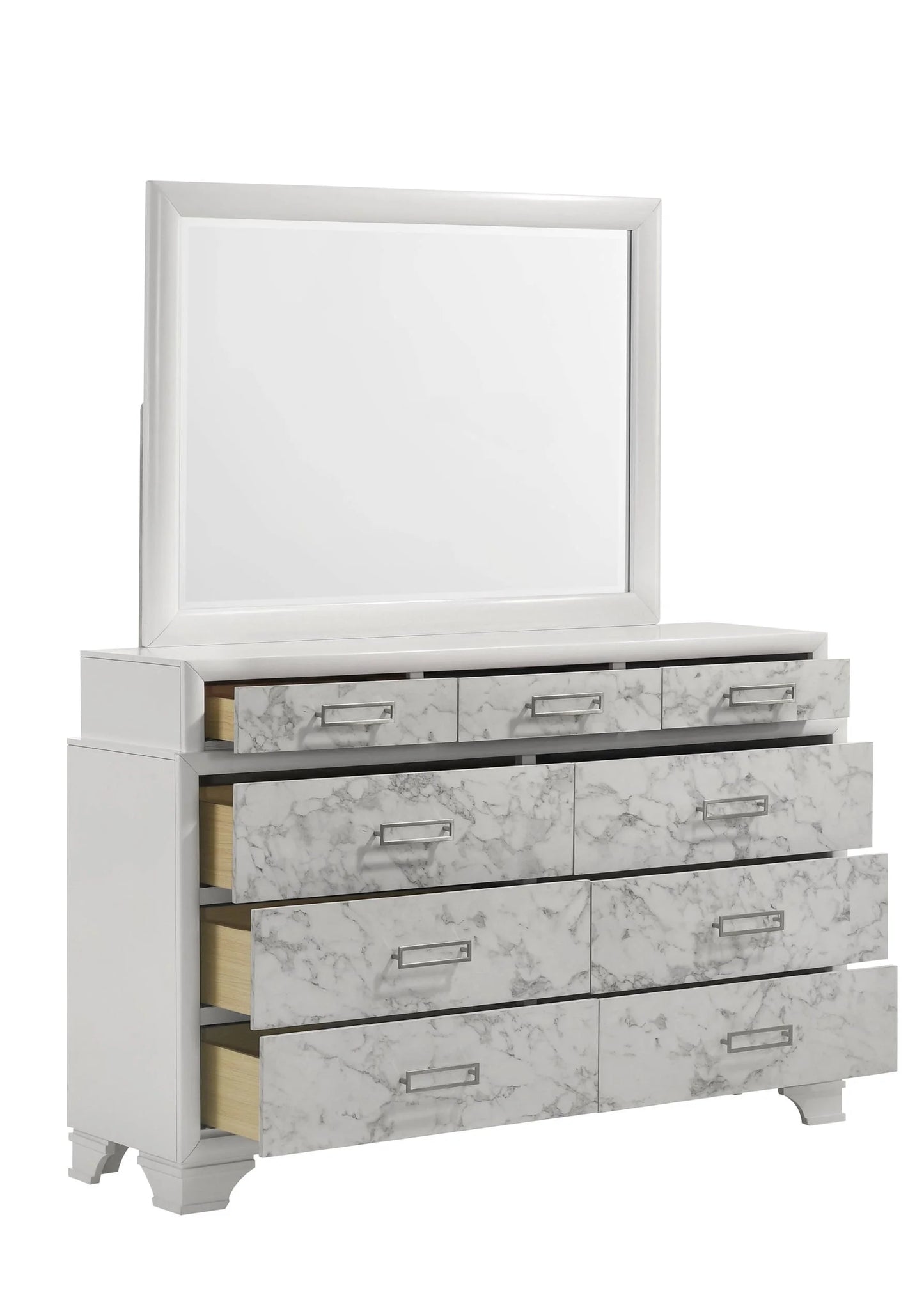 Soul Full 4PC Set including Manufactured Wood & Marble Accents in White