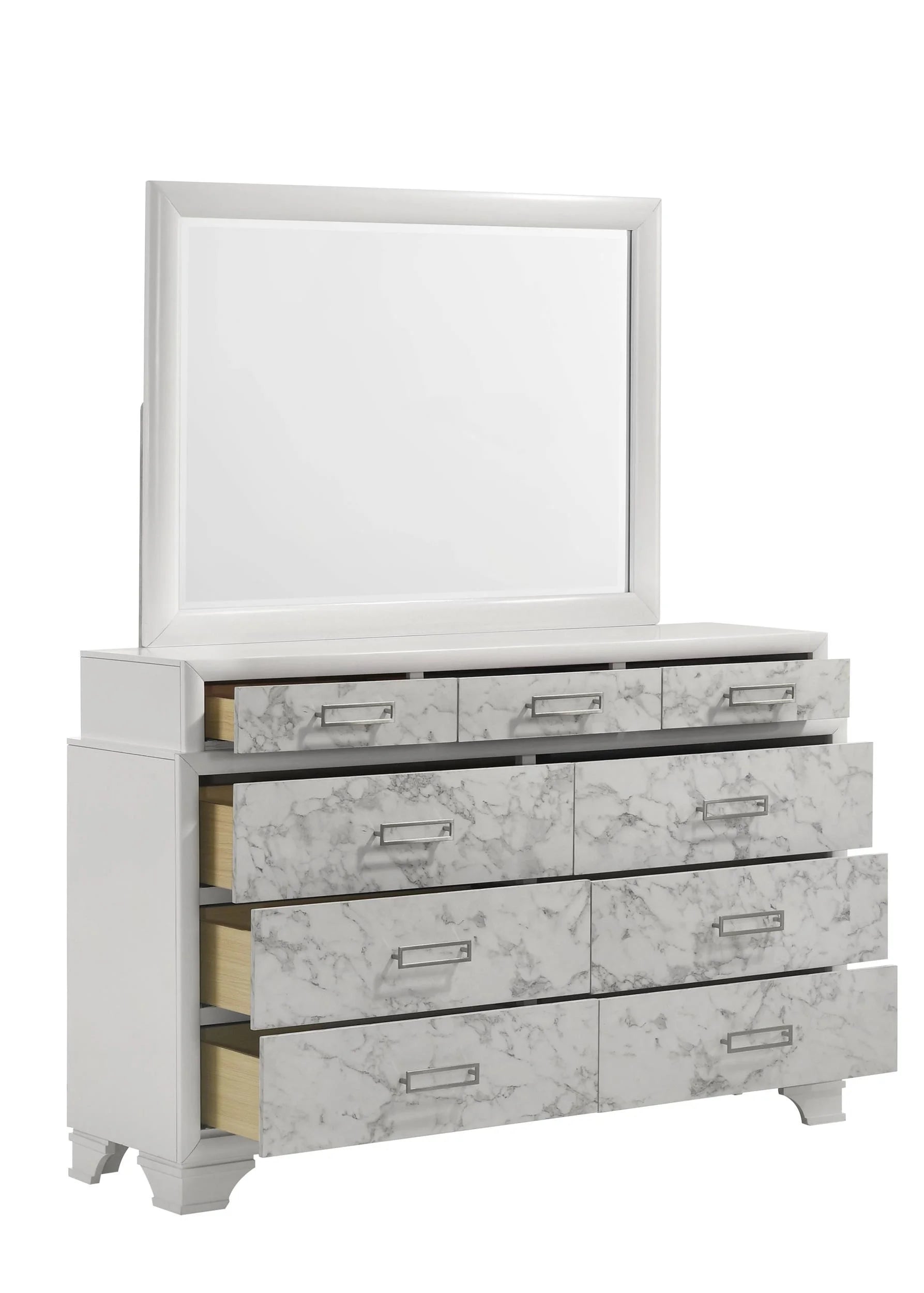 Soul Full 4PC Set including Manufactured Wood & Marble Accents in White