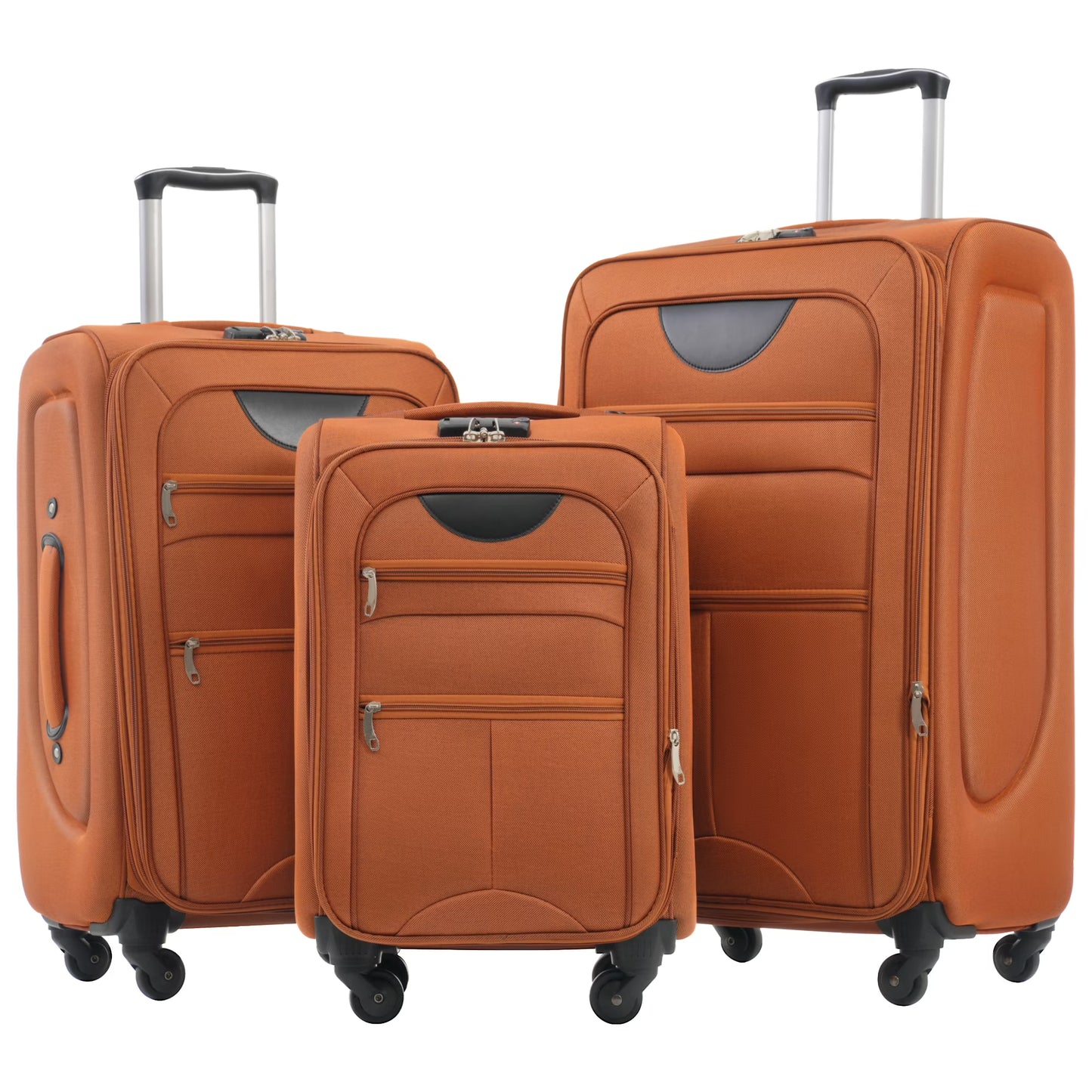 EUROCO 3 Piece Softside Luggage Set,Expandable Suitcase Set with TSA Lock and Spinner Wheels,Lightweight Suitcase for Men Women(20",24",28"),Black
