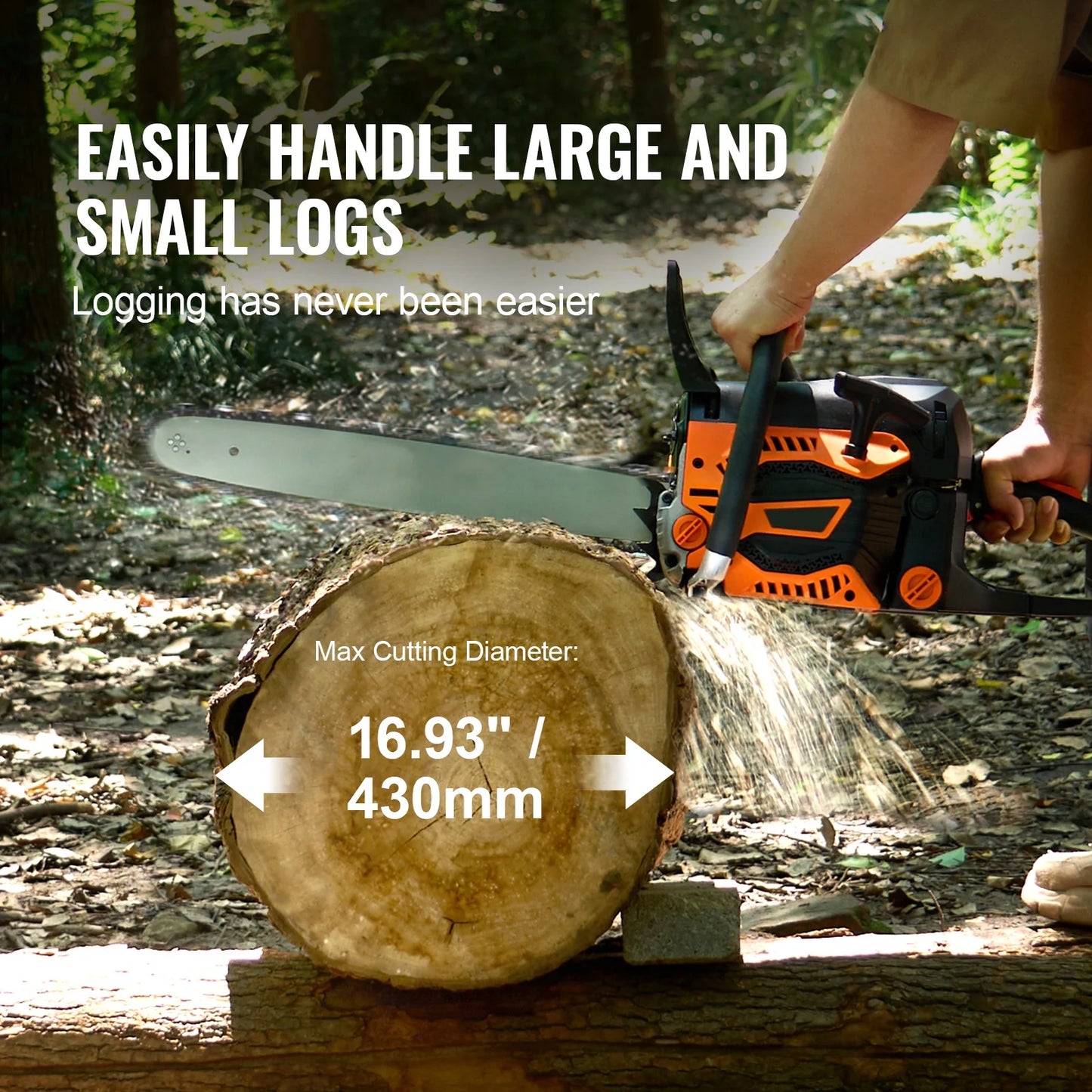 KFFKFF Gas Chainsaw, 52CC, 18-inch Blade, 2.55HP, Fuel-Operated, Portable Handheld Chainsaw for Cutting Trees, Branches, Trimming, and Clearing Land in Gardens, Farms, and Forests