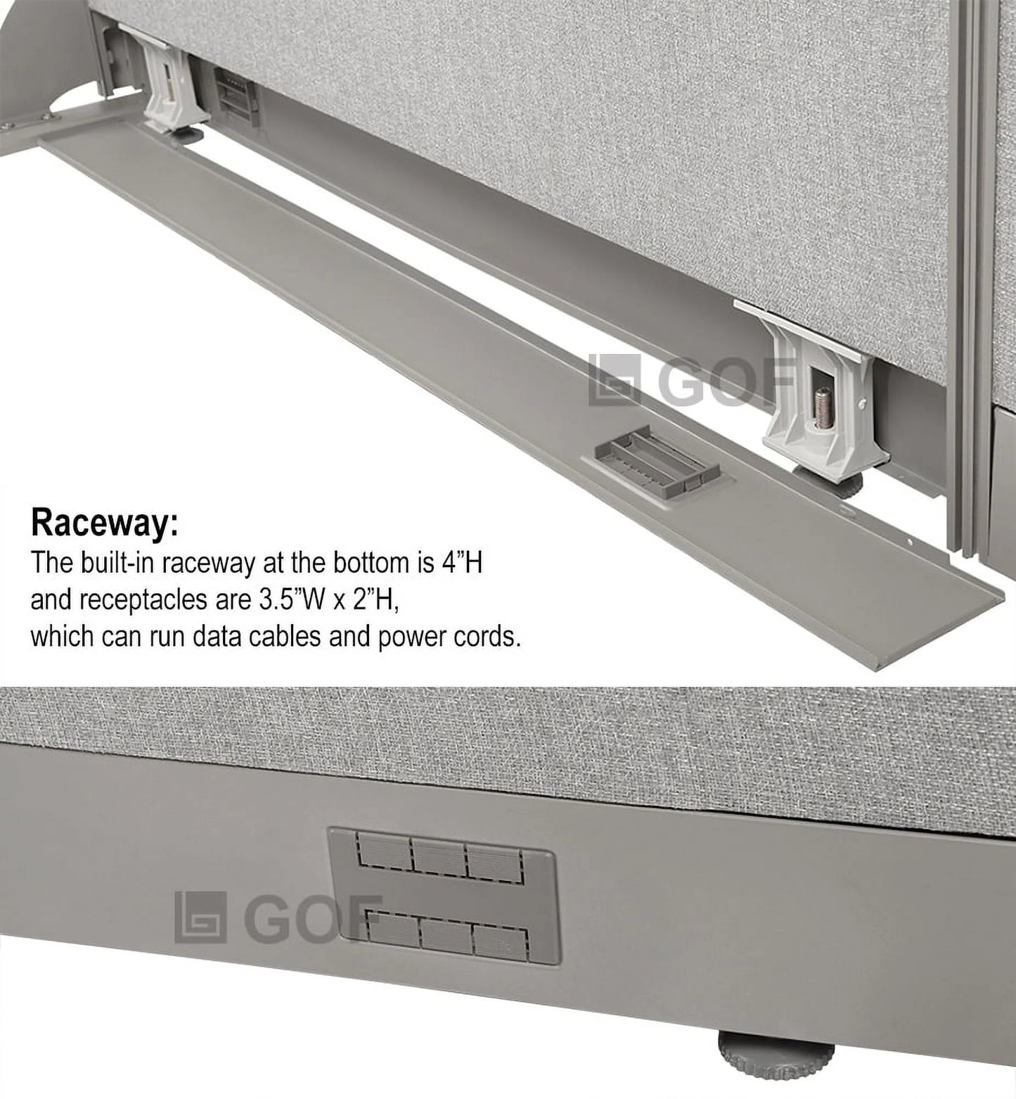 GOF Freestanding Office Partition-Straight Run w/Safety Legs (72"W x 60"H) Room Divider, Privacy Screen, Workstation Cubicle