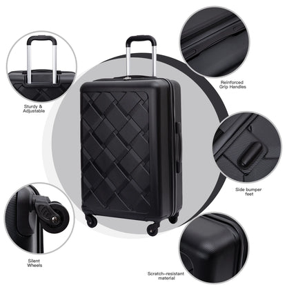Luggage Sets Hardside 3 Piece, Hardshell Suitcase with Lightweight Durable Spinner Wheels,Black