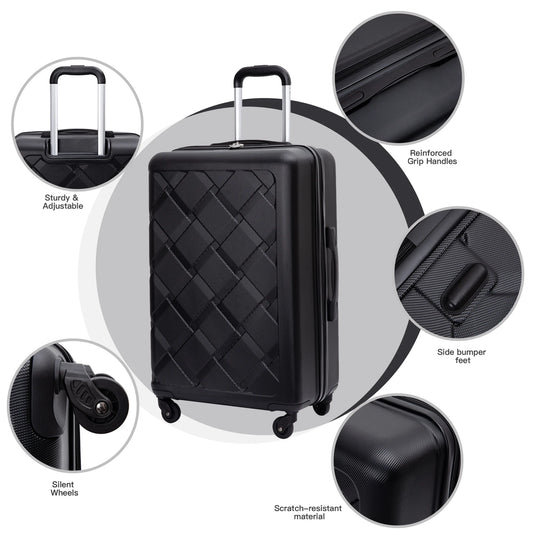 Luggage Sets Hardside 3 Piece, Hardshell Suitcase with Lightweight Durable Spinner Wheels,Black
