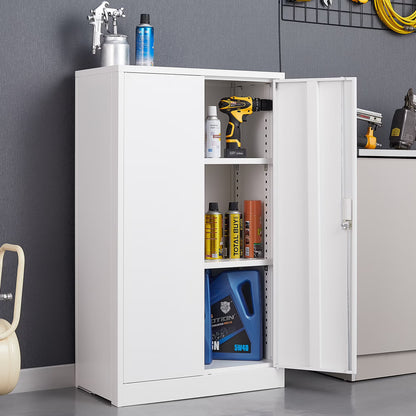 Bellemave Metal Storage Cabinet with Locking Doors and 2 Adjustable Shelf, Folding Filing Storage Cabinet, Lockable File Cabinet Metal Locker for Home Office, School, Garage, White