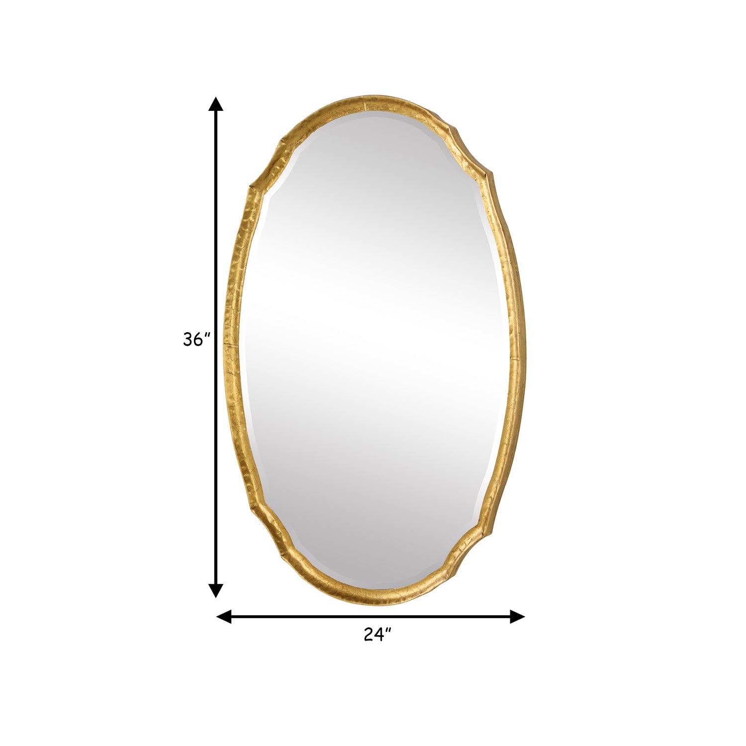 29 Inch Wood Wall Mirror, Beaded Oval Shape, Metallic Silver, Saltoro Sherpi