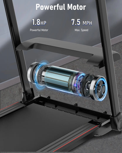 Treadmill Folding Electric Treadmill Bluetooth Voice Control Exercise Treadmill for Home Office Speed Range of 0.5 to 7.5 mph