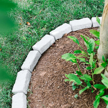 Beuta Landscape Edging | Garden Edging Border | No Dig Faux Stone Bricks for Lawn Edging, Flower beds, Pathways & YardC 4 Packs | Each Section Has 6 Bricks 48" L x 4" W x 2.25" H |12 Spikes |Limewash