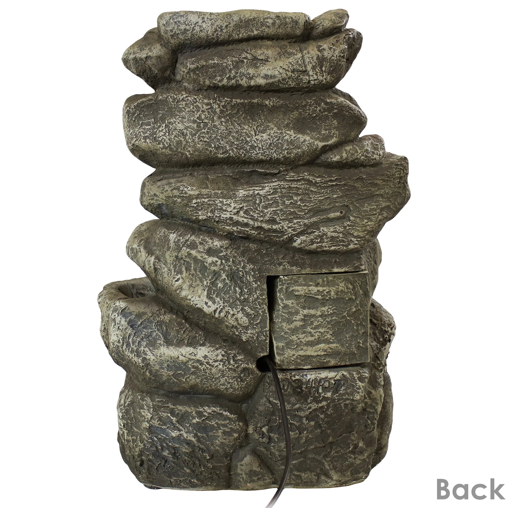 Sunnydaze Indoor Home Office Relaxing 6-Tiered Stone Falls Tabletop Water Fountain with LED Lights - 15"