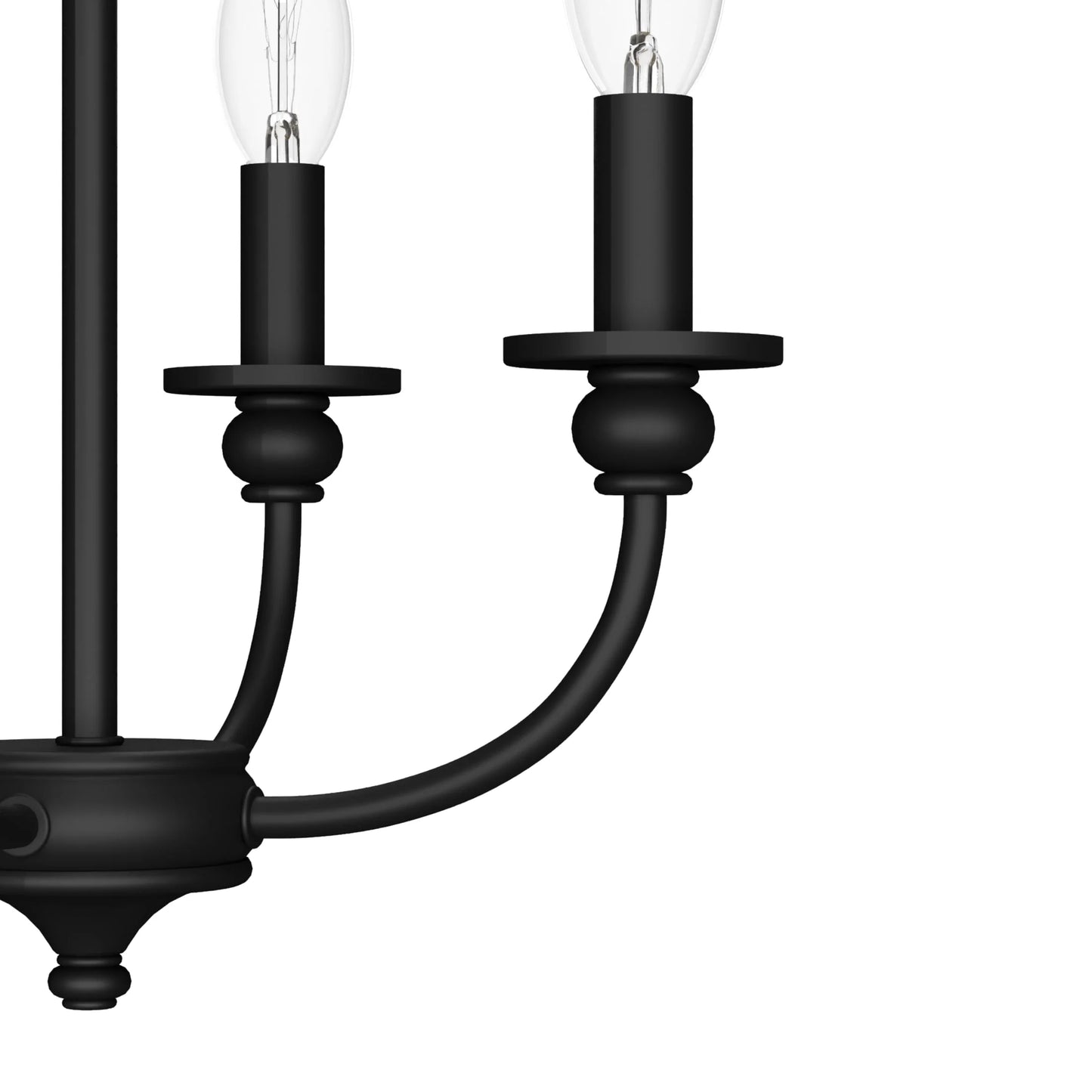 Hunter - Southcrest 4-light Matte Black, Medium Size Flush Mount Light, Dimmable, Traditional Style, Candle Shaped, for Bedrooms, Dining, Living Rooms - 19642