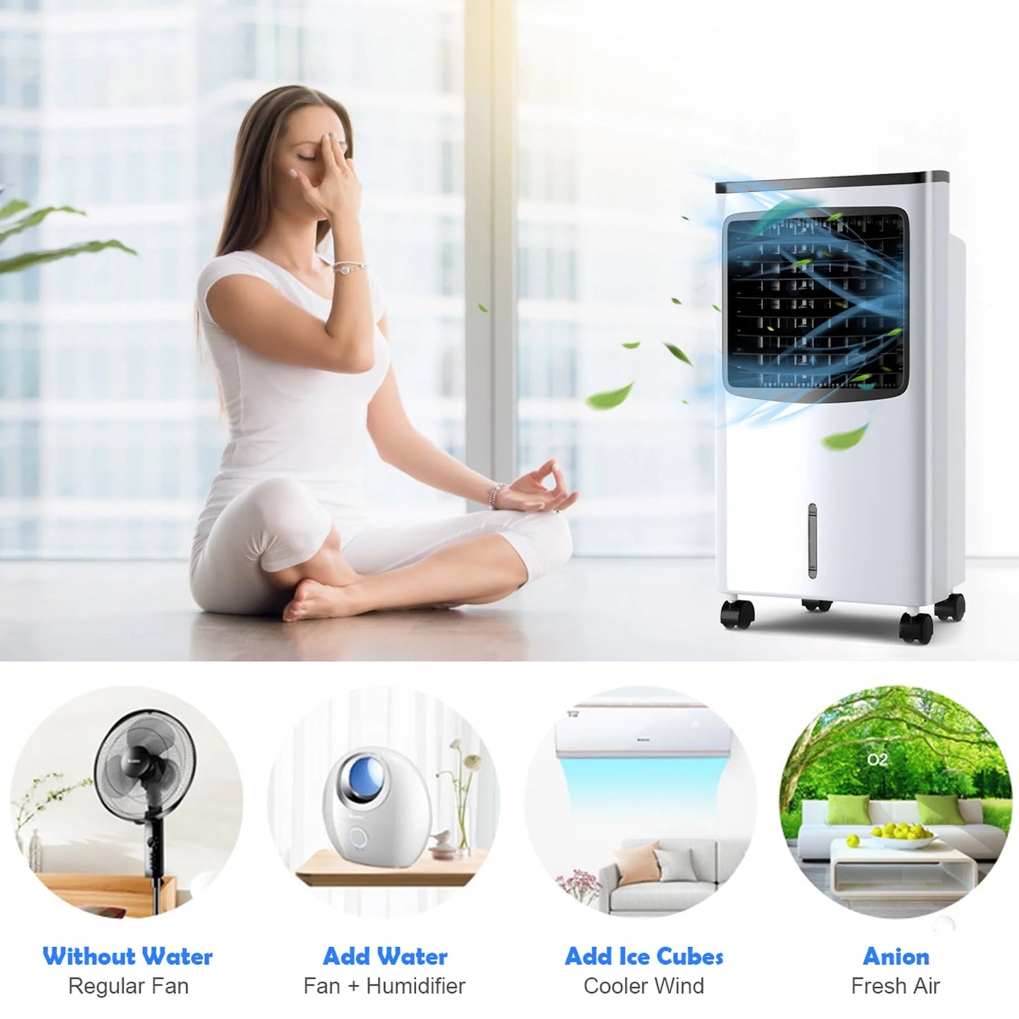 Gymax Evaporative Air Cooler Fan w/3 Modes and Speeds Home Office
