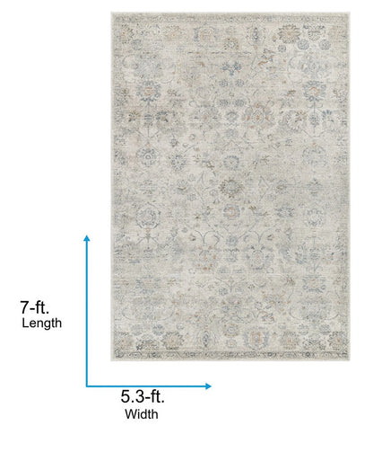 Livabliss Alpharetta Vintage Floral Area Rug,5'3" x 7',Cream/Gray