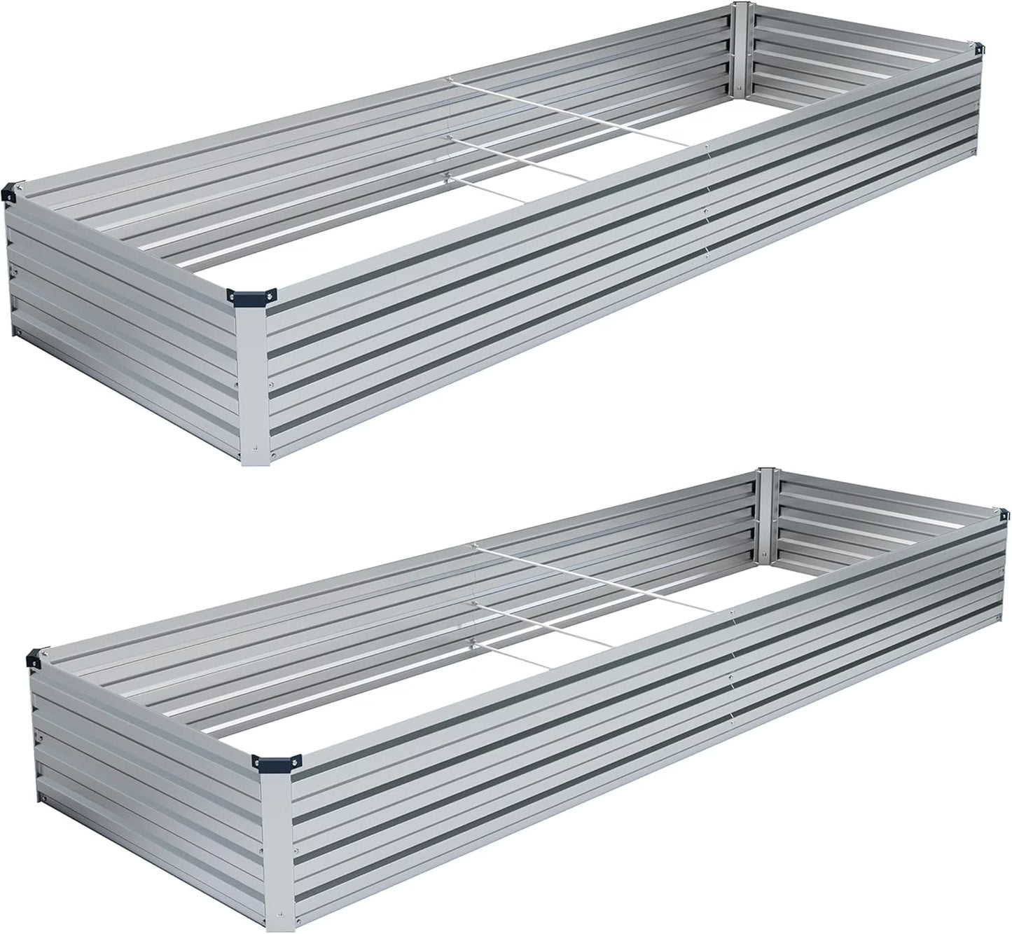 2PCS 12x4x1FT Galvanized Raised Garden Bed Kit,Vegetable Boxes-Rectangle Metal Flower Box,Large Planter Raised Beds Outdoor Garden for Planting,Fruit,Herb-Black