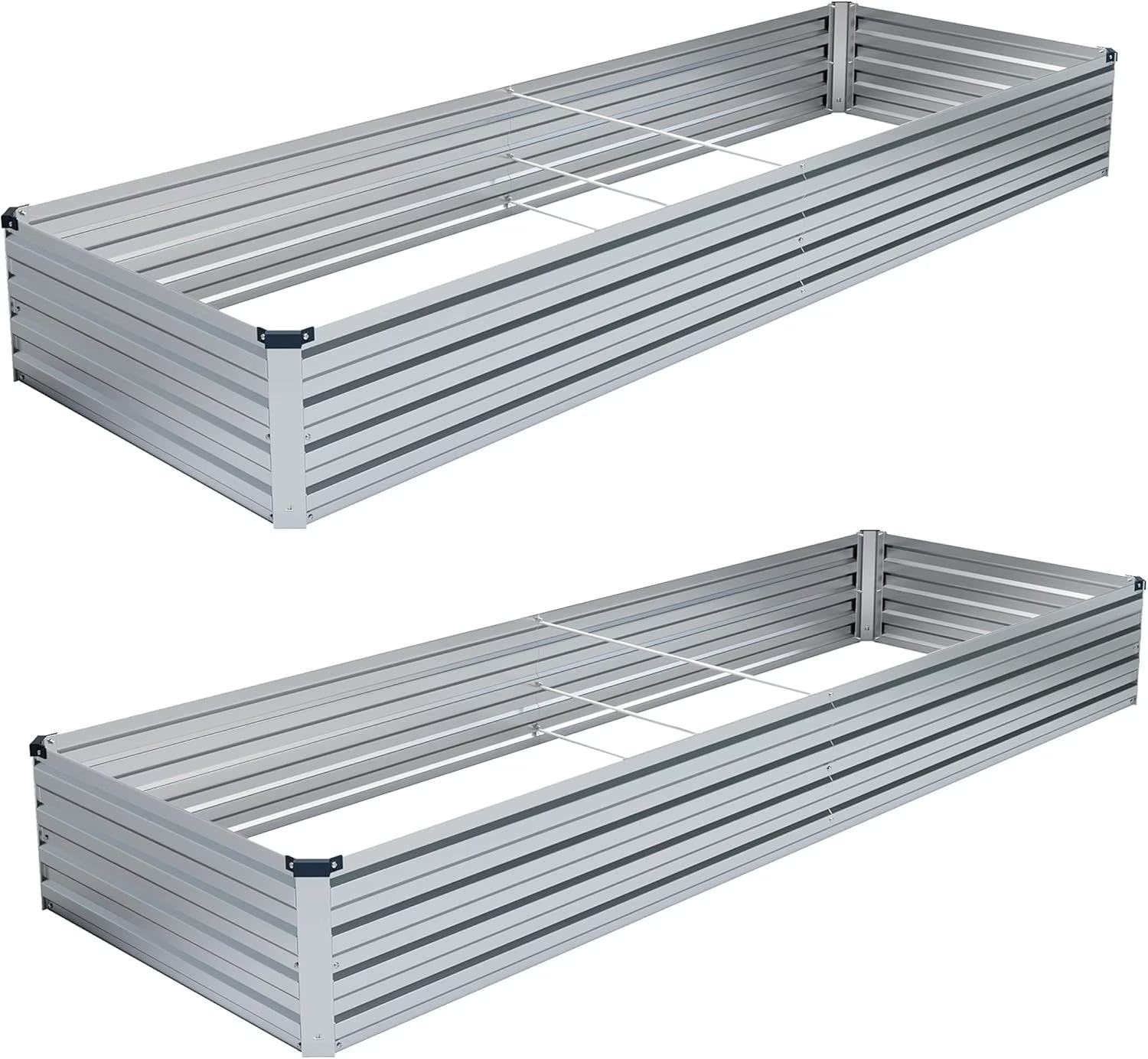 2PCS 12x4x1FT Galvanized Raised Garden Bed Kit,Vegetable Boxes-Rectangle Metal Flower Box,Large Planter Raised Beds Outdoor Garden for Planting,Fruit,Herb-Black