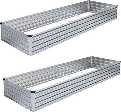 2PCS 12x4x1FT Galvanized Raised Garden Bed Kit,Vegetable Boxes-Rectangle Metal Flower Box,Large Planter Raised Beds Outdoor Garden for Planting,Fruit,Herb-Black